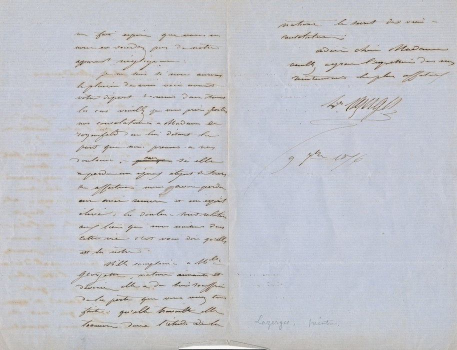 peintre orientalisme Hippolyte LAZERGES belle lettre autographe signée nature