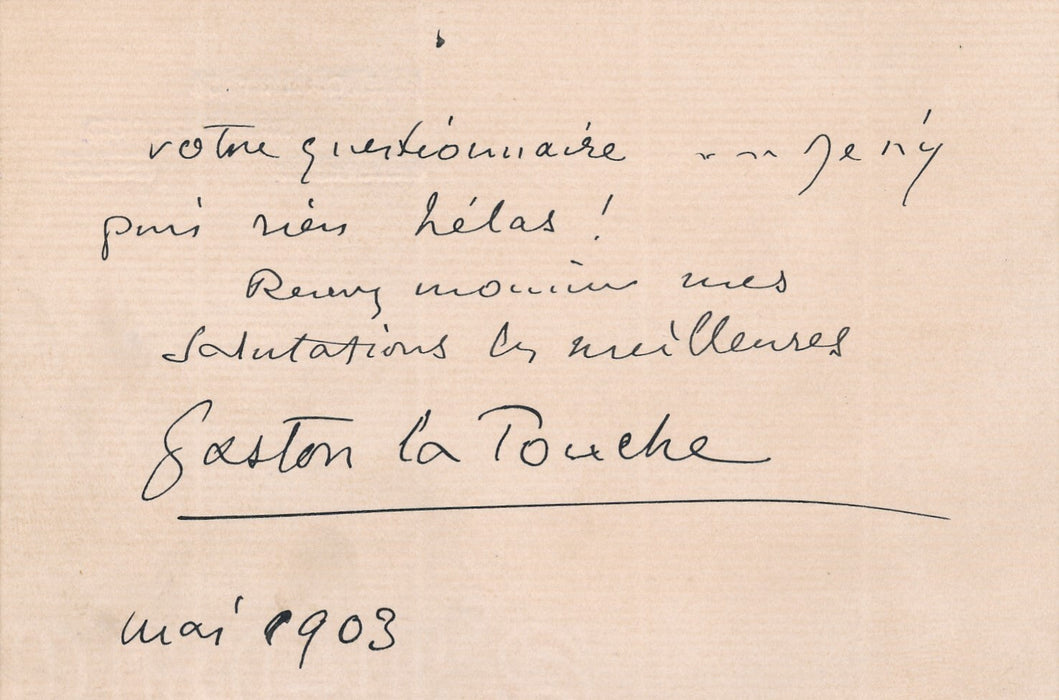 peintre Gaston La Touche 1 lettre autographe signée 2 cartes Alfred Roll Goerg