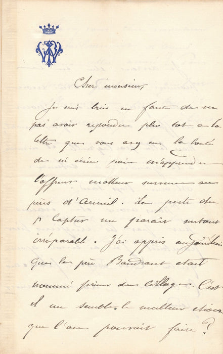 Paul de WAILLY 3 lettres autographes jeunesse guerre france Prusse commune