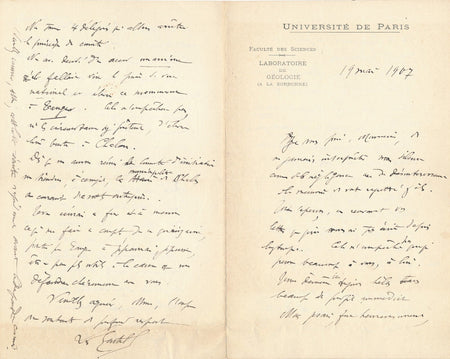 Louis GENTIL géologue 2 lettres autographes affaire Emile Mauchamp Chalon