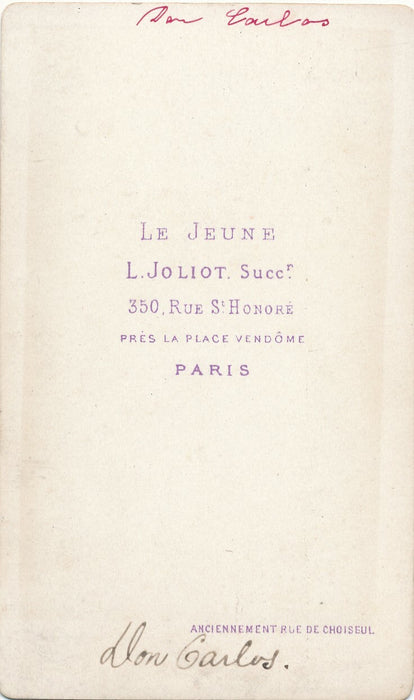 CHARLES DE BOURBON 1848-1909 Don Carlos photo photographie cdv carte visite