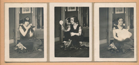 Photo famille femme miroir maquillage snapshot photographie v. 1930