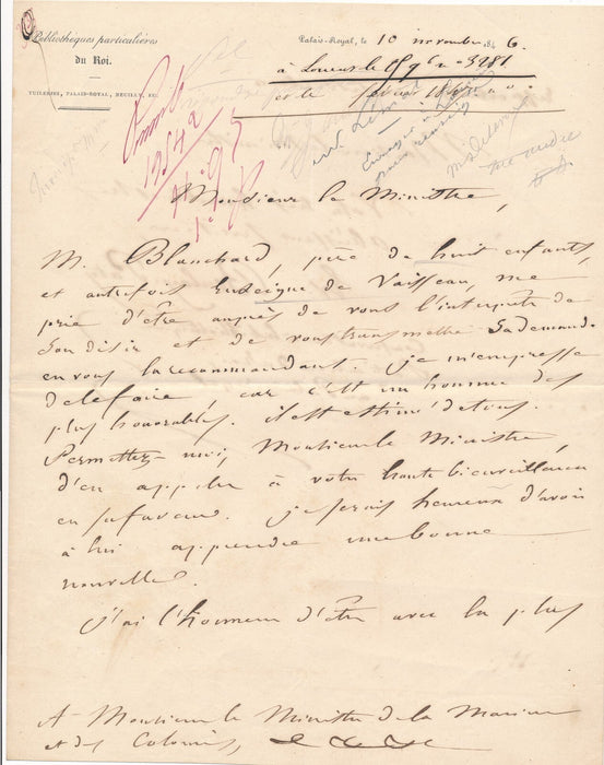 Évariste BOULAY-PATY 2 lettres autographes signées décès de sa mère et ses Odes