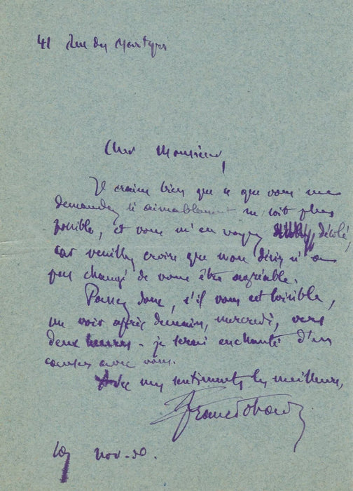 FRANC-NOHAIN 1 poème autographe 2 lettres écrivain poète