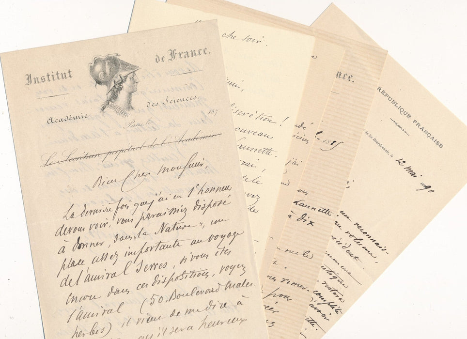 Ernest MAINDRON 8 lettres autographes signées à Gaston TISSANDIER revue Nature