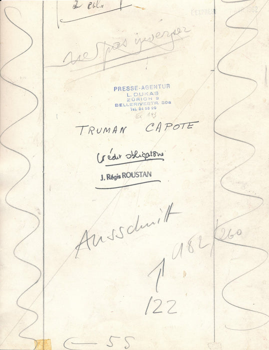 Truman CAPOTE par Jean-Régis ROUSTAN photo photographie époque, c. 1950