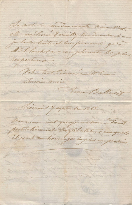 Famille Callard Ballivet Saint Gengoux Royal ou National 3 lettres autographes