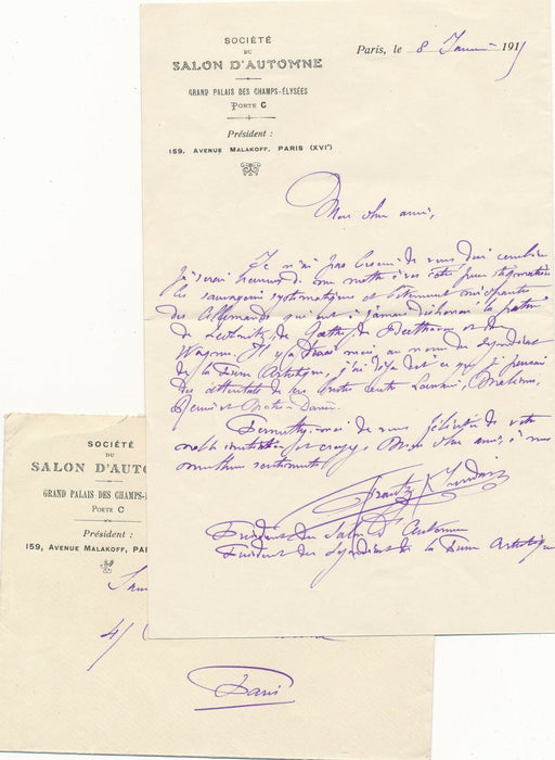 Frantz JOURDAIN 2 lettres autographes  à Georges ALPHANDERY Brignan abeilles