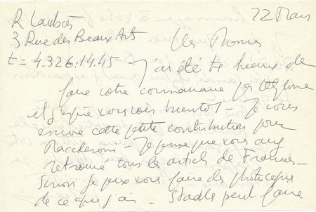 René LAUBIÈS lettre autographe signée mémoire François Pluchart Henri Maccheroni
