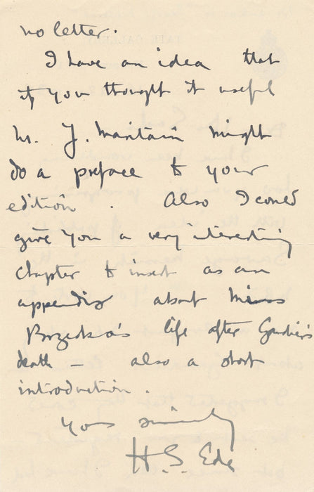 Harold Stanley EDE 2 lettres autographes signées à Maurice SACHS Gaudier Brzeska