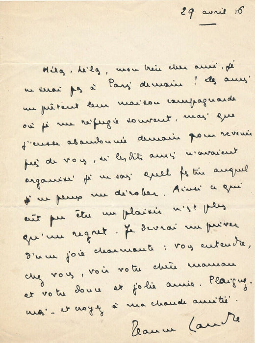 Jeanne LANDRE 4 lettres autographes signées Paul FORT Marcel GRAS bel ensemble