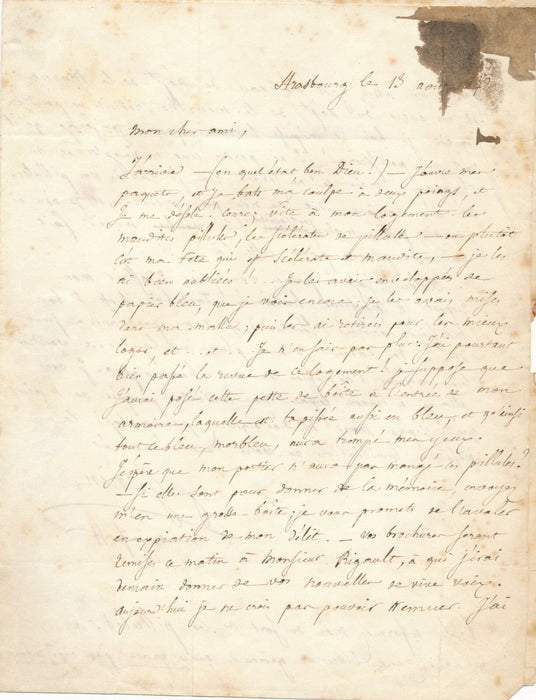 François GÉNIN lettre autographe signée il cherche ses pilules ! humour médecine