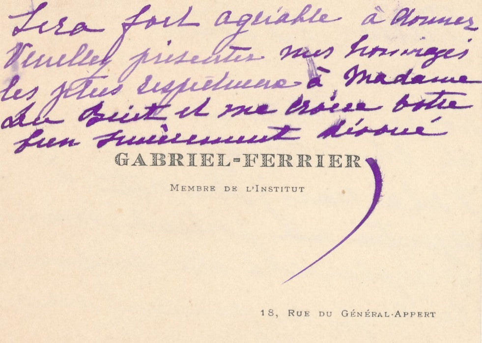GABRIEL FERRIER peintre 2 carte autographe signée Boyer d'Agen modèle portrait