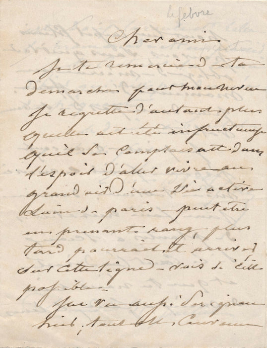 peintre Charles LEFEBVRE va à Sceau faire 2 études de plantes lettre autographe