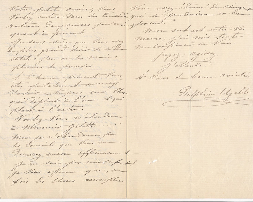 2 lettres autographes signées chanteuse opéra Delphine UGALDE une rivalité