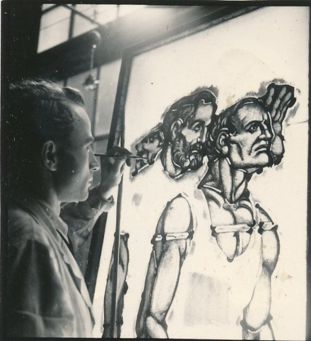 Atelier vitrail 5 contacts argentiques 6 x 5,5 maître verrier maquette carton