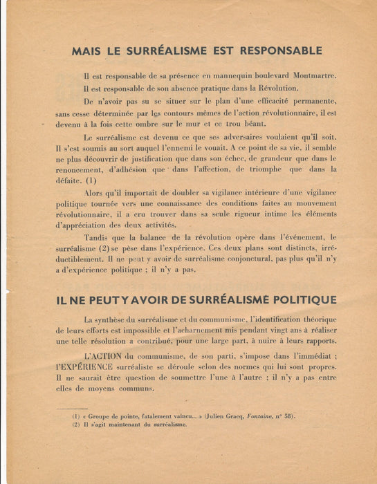 Manifeste surréalistes-révolutionnaires surréalisme Révolution 1947 Breton