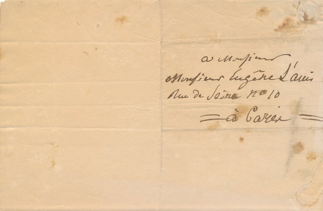 Carle Vernet écrit au peintre Eugène LAMI le cheval de bois billet autographe