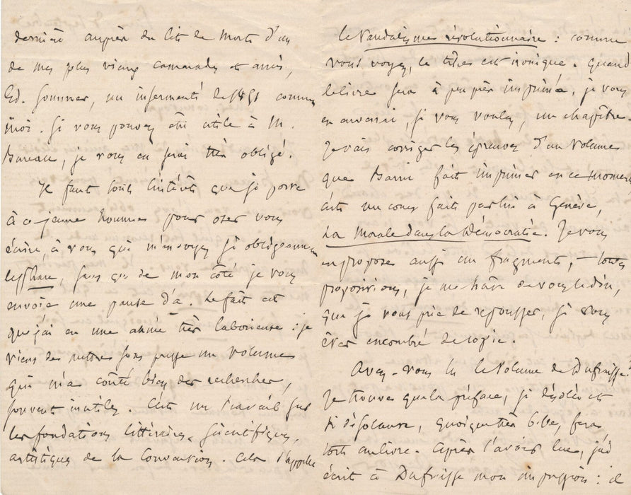 Eugène André DESPOIS 2 lettres autographes signées sur ses ouvrages politiques
