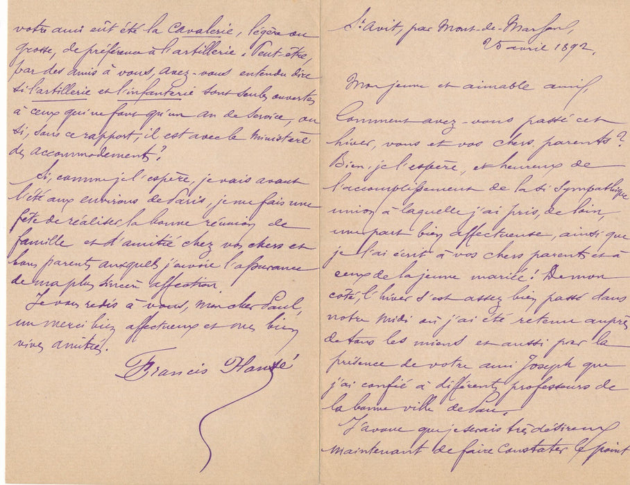Francis PLANTÉ 2 lettres autographes signées et notes éducation de son fils