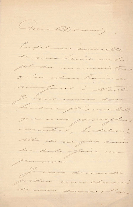 peintre Edmond Bon lettre autographe signée Jourdain Cadel vente tableaux