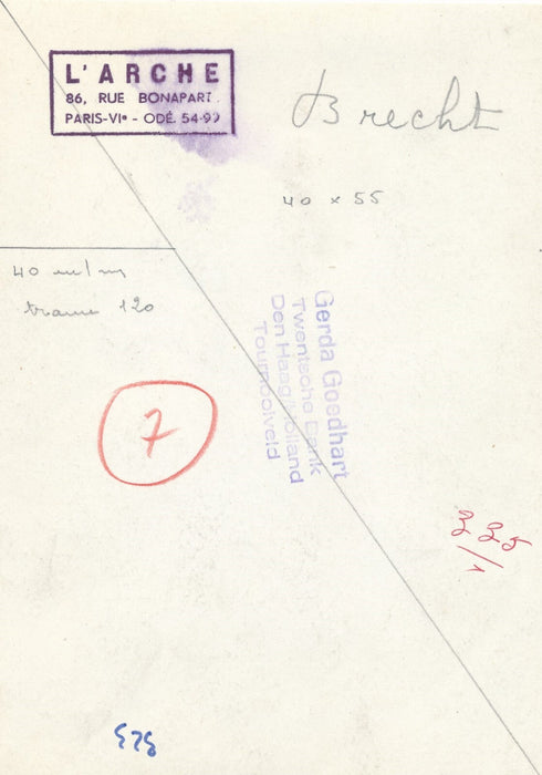 Bertolt BRECHT théâtre allemand photo photographie époque Gerda Goedhart