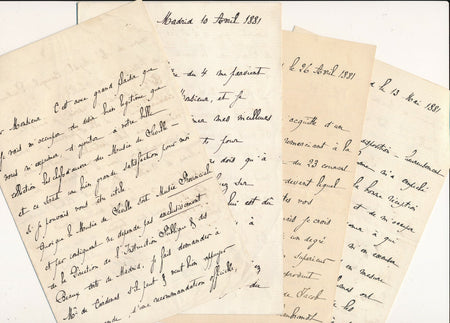 Alfred WEIL Espagne Madrid marquis Alcanices 4 lettres autographes signées Braun