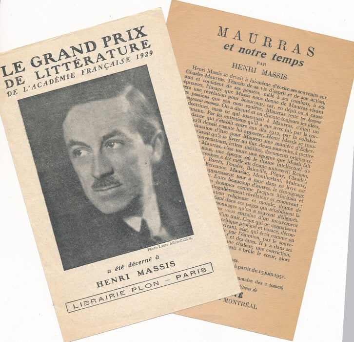 6 documents Charles MAURRAS Henri MASSIS Deux Justices Votre bel aujourd'hui...