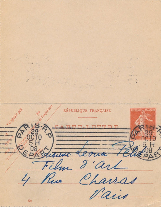 Georges COQUET lettre autographe signée Film d'Art cinéma