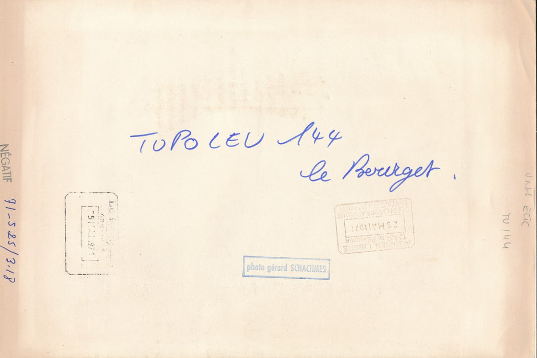 Avion Tupolev Bourget 2 tirages argentiques 1971 Schachmes photo photographie