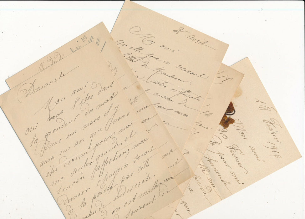 Juliette ROSE actrice veuve du comédien CLARENCE lot 5 touchantes lettres aide