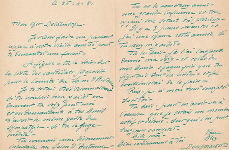 Paul Alex DESCHMACKER peintre lettre autographe signée Salon d'Automne comité