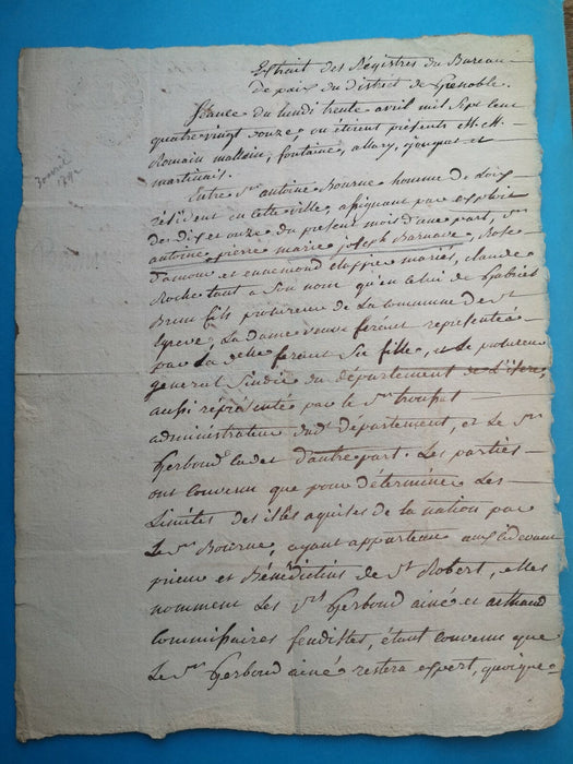 Antoine BOURNE avocat Grenoble 2 pièces manuscrites digues Isère Barnave 