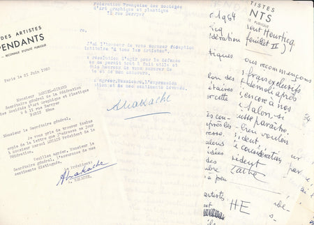 peintre Armand NAKACHE ensemble 10 lettres salon Indépendants Aubert Montmartre