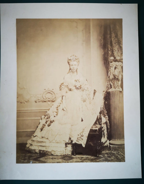 Adolphe DALLEMAGNE Portrait femme robe albumine photo photographie