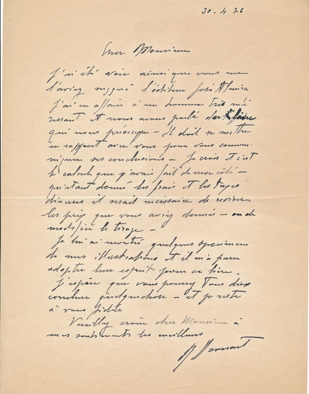 Art Raphaël DROUART lettre autographe signée André Lebey illustration José Almir