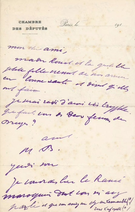 Maurice Barrès 6 lettres autographes 1 lettre signée Allemagne poste La Ramée