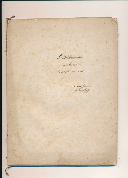 Traduction TERENCE, L’Andrienne Manuscrit signé de 43 pages in-4  comédie
