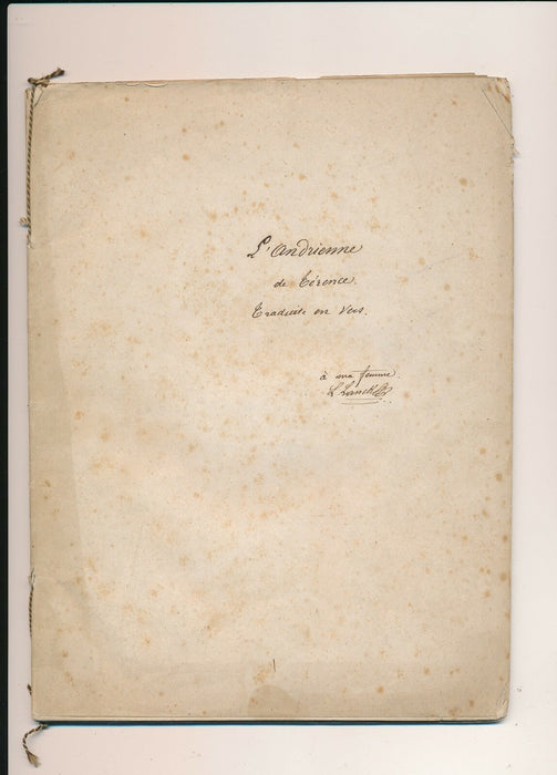 Traduction TERENCE, L’Andrienne Manuscrit signé de 43 pages in-4  comédie