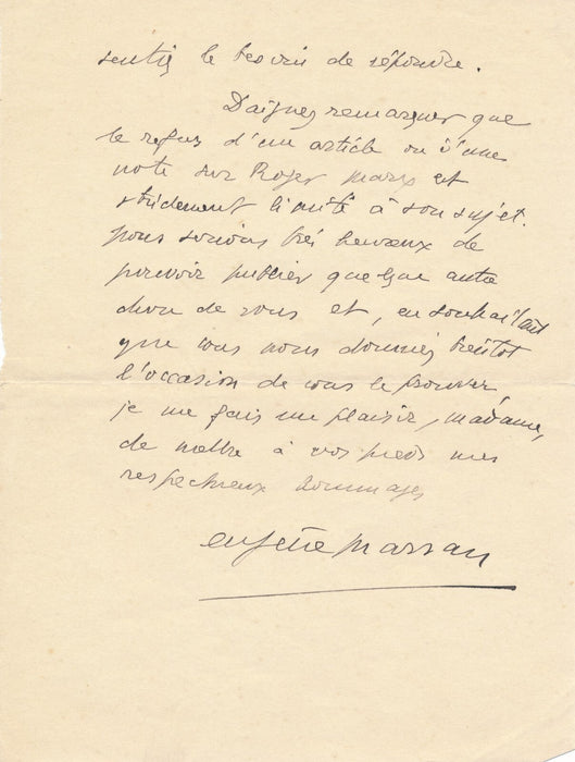 Eugène MARSAN précise ses idées politiques 2 lettres autographes signées Maurras