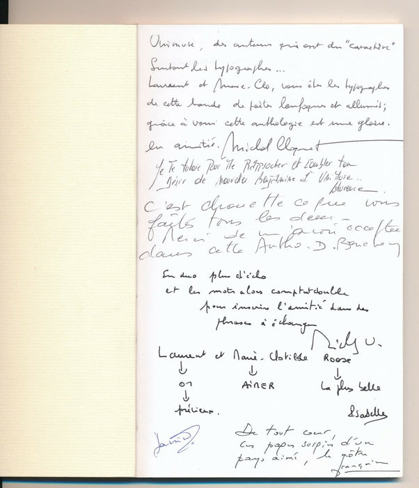 Anthologie. J’appelle un mot Unimuse EO truffée dédicaces signée lettre manucrit