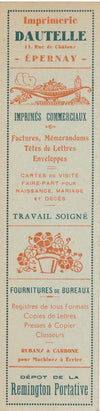 Marque page de l’Imprimerie Dautelle à Epernay