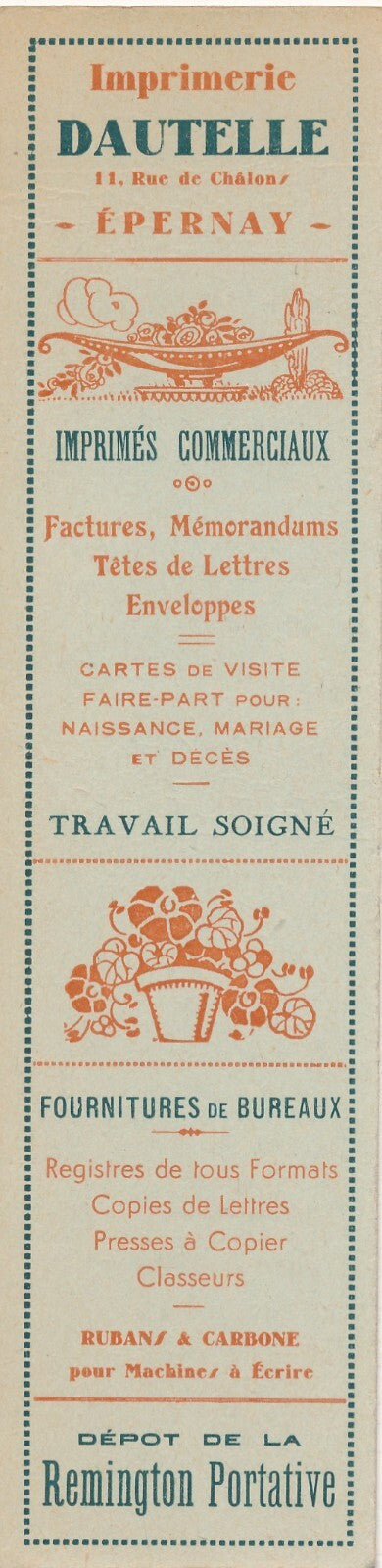 Marque page de l’Imprimerie Dautelle à Epernay