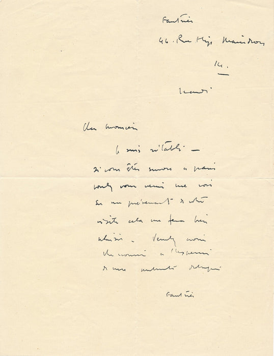 Jean FAUTRIER est rétabli lettre autographe signée