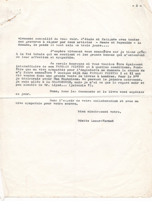 Walter John STRACHAN et le livre d'artiste Paroles Peintes 2 lettres Fitzwilliam