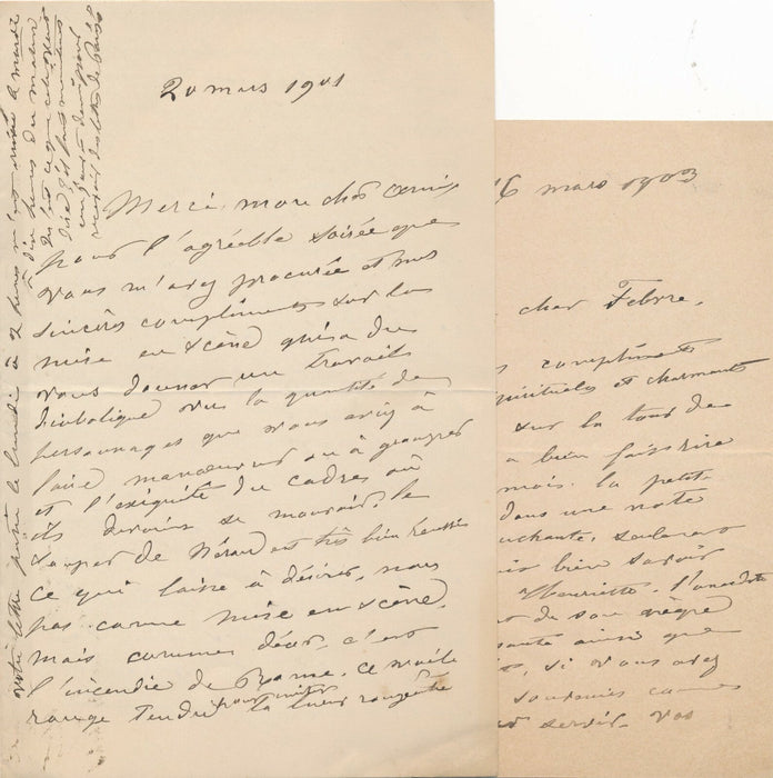 Adèle TOUSSAINT SAMSON femme lettre 4 lettres autographes signées à F. FEBVRE