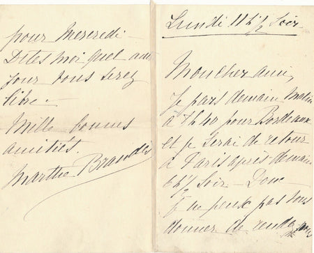Marthe BRANDÈS théâtre comédienne lettre autographe signée