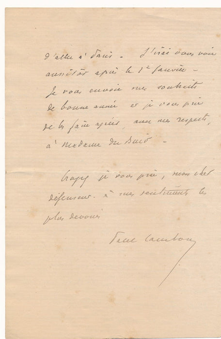 Paul CAMBON diplomate ambassadeur préfet 2 lettres autographes avocat acteur