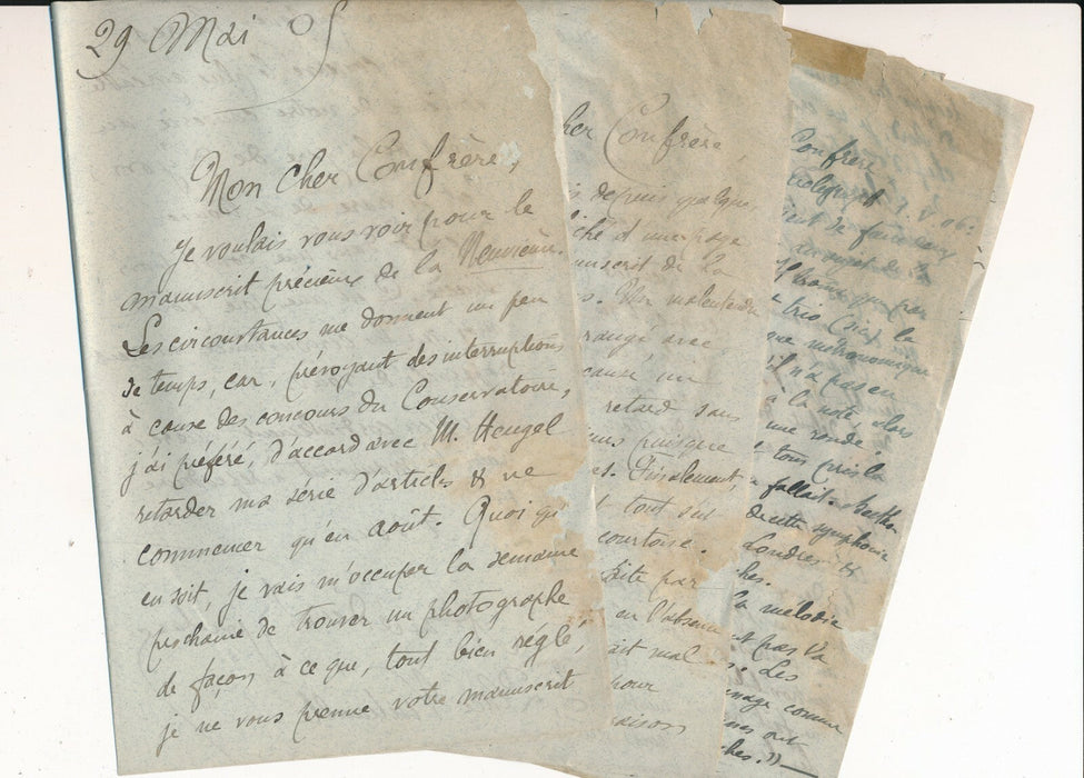 Amédée BOUTAREL 9 lettres autographes signées lot Beethoven Schiller