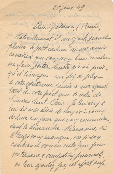 Judith CLADEL veut voir Simone Saint-Clair résistante écrivain lettre autographe